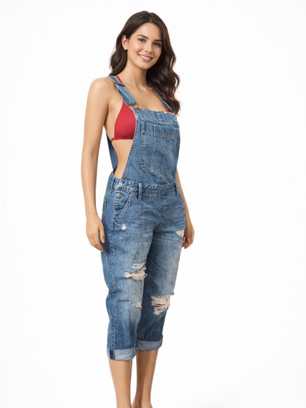 Abercrombie & Fitch Destroyed Denim Overalls XS